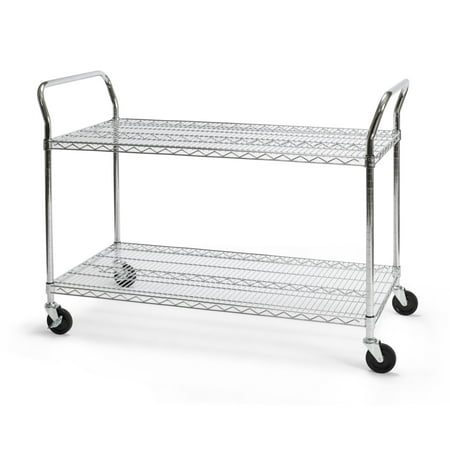 OFM X5 24" x 48" Heavy Duty Mobile Wire Metal Media Utility Cart