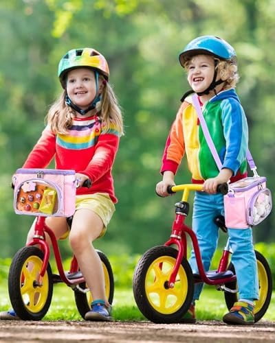 Kids Bike Basket, Front Handlebar Bag for Kids Girls Bikes, Waterproof Small Bike Basket with Zipper for Toddler Scooter Tricycle Bicycle