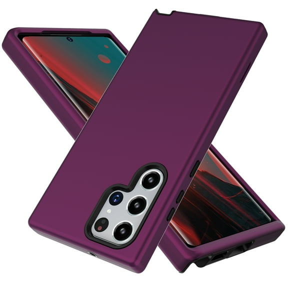 Jiahe Cover For Samsung Galaxy S22 Ultra 3 in 1 Heavy Duty Hybrid Shockproof Drop Proof TPU Bumper Protective Case,Purple