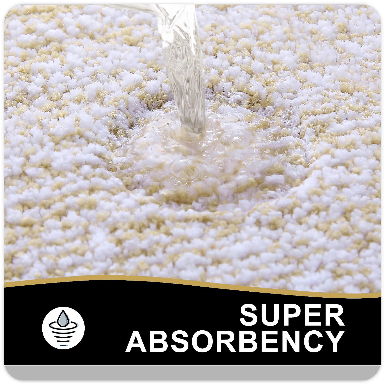 Smiry U-Shaped Luxury Bathroom Rugs, Ultra Soft and Absorbent Microfiber Contour Bath Rug, Non-Slip Machine Washable Toilet Rug, 24"x20", Beige and White