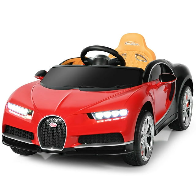 Costway 12V Licensed Bugatti Chiron Kids Ride On Car RC w/Storage Box&MP3 Red