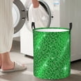 thumbnail image 5 of Lsque Shiny round green sequins Pattern Laundry Hamper Basket, Tall Woven Rope Hamper Basket for Clothes, Lightweight Storage Basket, Collapsible Waterproof-, 5 of 6