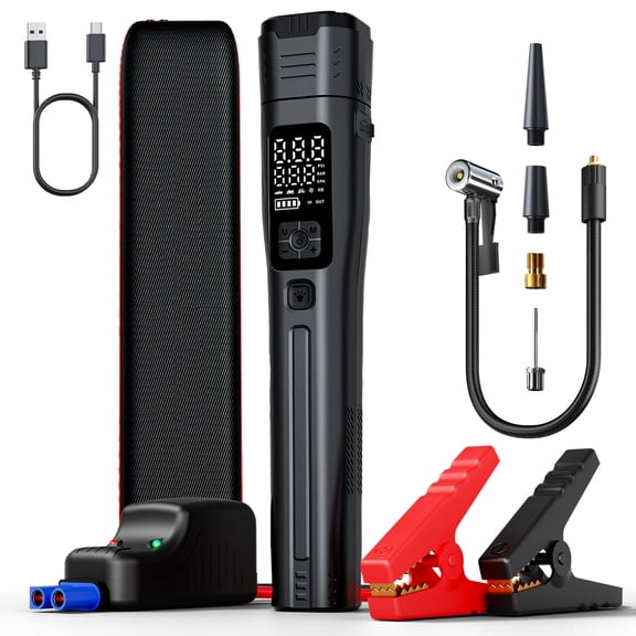 Geeneu 6000A Peak Car Jump Starter with 150PSI Tire Inflator, 12V Portable Car Battery Booster, Digital Air Pump, Power Bank, 500LM Flashlight, Emergency Auto Battery Jump Pack for Gas & Diesel Engin