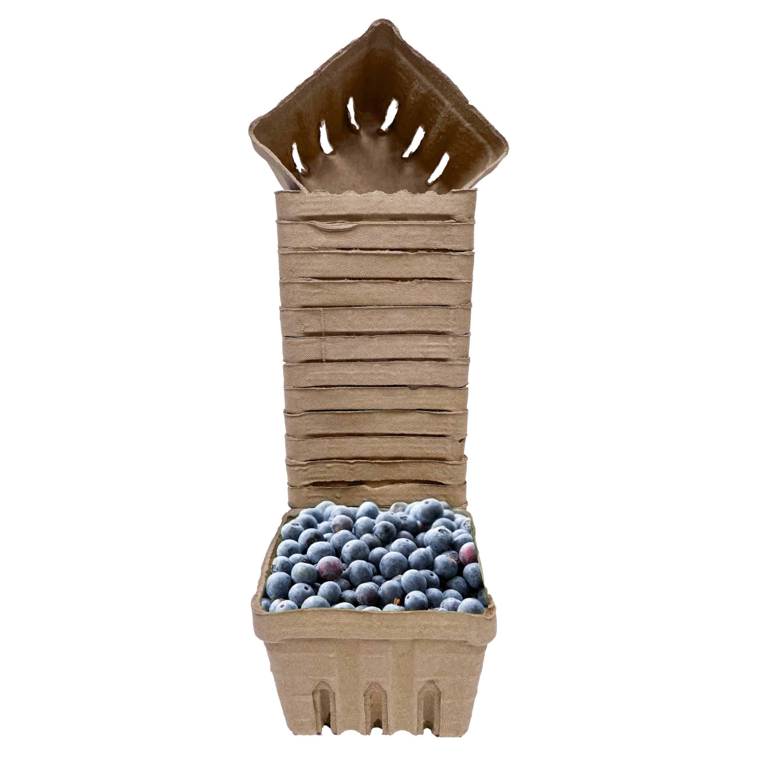 40 Pack Natural Berry Basket 1 Pint, Pulp Fiber Vented Produce Containers Farmers Market Basket, Fruit & Vegetable Containers