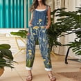 thumbnail image 5 of Iaqnaocc Overalls for Women Fall Summer Sleeveless Jumpsuits for Women Mushroom Loose Fit Plus Size Vintage Floral Print Jumpsuit Rompers Women Yellow M, 5 of 7