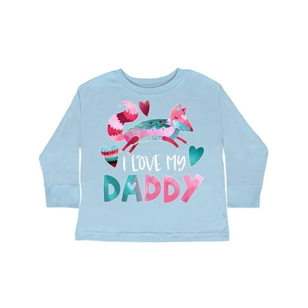 

Inktastic I Love My Daddy Pink and Blue Fox with Hearts Gift Toddler Boy or Toddler Girl Long Sleeve T-Shirt
