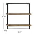thumbnail image 3 of DecMode 26" x 7" 2-Tier Brown Wall Shelf with Black Metal Frame, 3 of 12