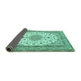 thumbnail image 2 of Ahgly Company Indoor Square Medallion Turquoise Blue Traditional Area Rugs, 5' Square, 2 of 4