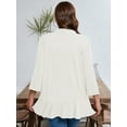 thumbnail image 7 of SHOWMALL Women's Plus Open Front Lightweight Cardigan 3/4 Sleeves Bolero White 4X Pleated Ruffles Hemline Shrugs, 7 of 7
