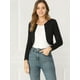 thumbnail image 3 of Allegra K Cárdigan Crop Top Dobladillo Curvo Frente Abierto Bolero Encogimiento Hombros De Oto?o Invierno Para Mujer Negro M, 3 of 6