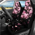 thumbnail image 2 of HUIACONG Pink Cherry Blossom Car Accessories Seat Covers Full Set with Arm Rest Cover Seat Belt Covers Steering Wheel Cover Coasters Headrest Cover Keychain 14 Pcs Universal Fit Most Cars SUV Sedan, 2 of 5