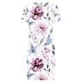 thumbnail image 4 of Vestido estampado floral con cuello en V de manga corta informal de verano para mujer a la moda Fridja  qw6488, 4 of 5