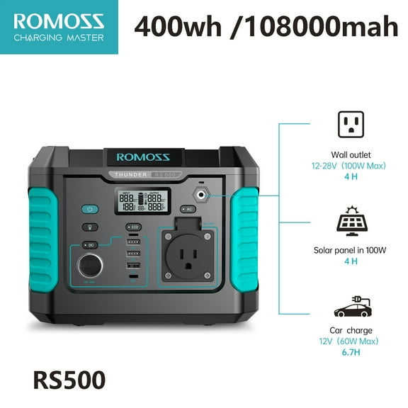 ROMOSS Solar lithium Generator1000W 110V/220V 400Wh 108000mah Portable Power Station