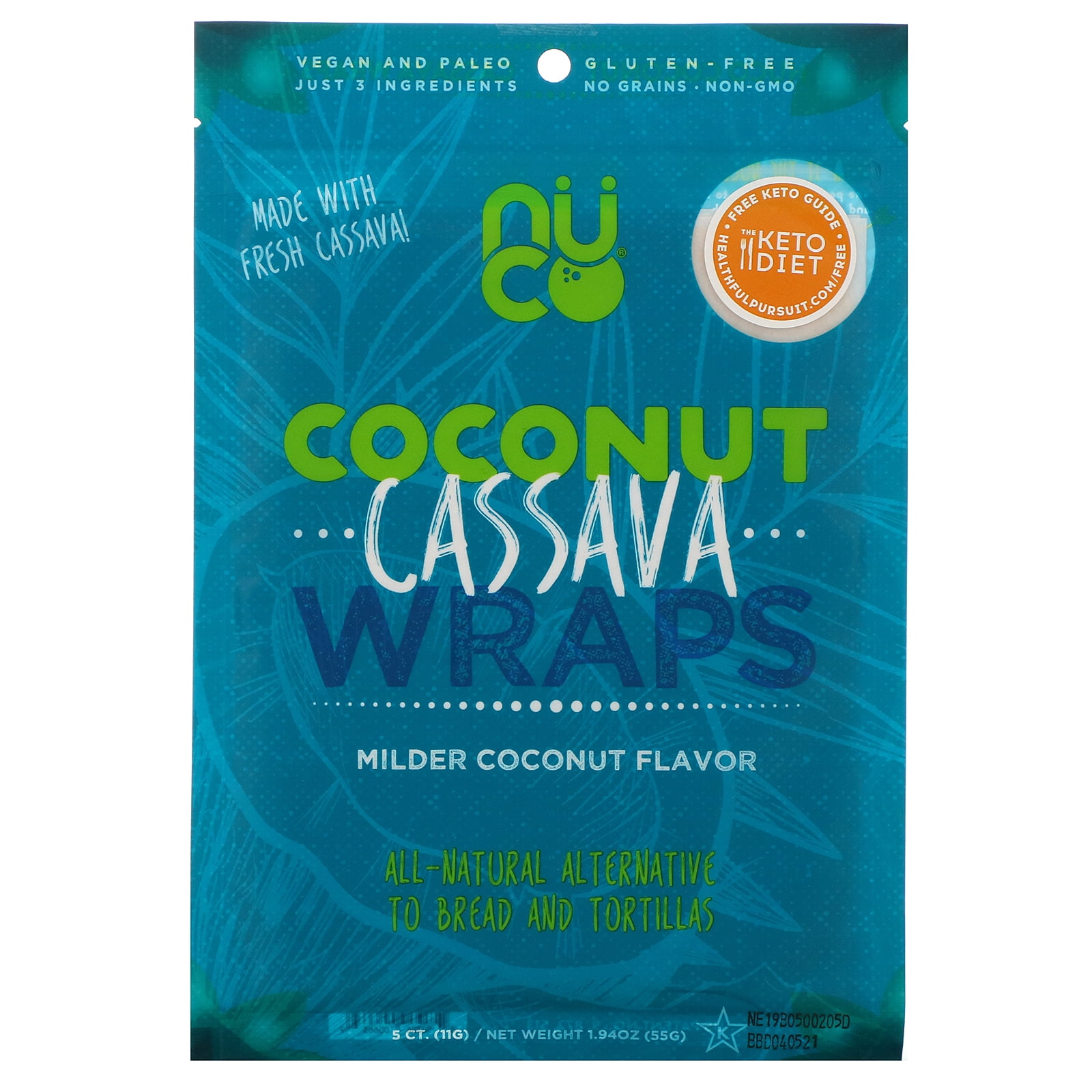 NUCO Coconut Cassava Wraps Milder Coconut 5 Count Pack Of 12