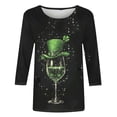 thumbnail image 5 of JTZGDY Plus Size St. Patrick's Day Tops for Women Dressy Casual Green Shamrock Clover Pattern Print 3/4 Sleeve Crewneck Tunic Shirts Loose Oversized Comfy Holiday Outfit Tees Blouse, 5 of 6