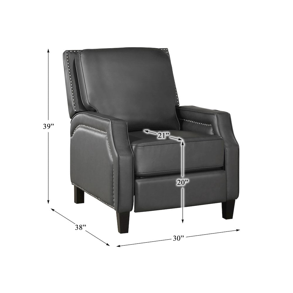 Lexicon Berenson Faux Leather Upholstered Push Back Recliner in Gray Color