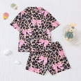 thumbnail image 4 of WhouRiu Outfits for Toddler Girl Leopard Graphic Short Sleeve Shirts Shorts Cozy Soft Sleepwear Outfit Set for Children Pink,Size 4 Y, 4 of 8