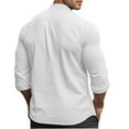 thumbnail image 6 of USNSM Mens Long Sleeve Shirts Casual Button Down Shirt Solid Color Band Collar Slim Fit Cotton Dress Shirts White M, 6 of 9