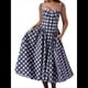 thumbnail image 3 of Vestido Elegante con Corsé para Mujer, Vestido Midi con Tirantes, Escote Bajo, Plisado y Fluido, Vestido de Fiesta con Bustier. Cuadros Azules S, 3 of 7