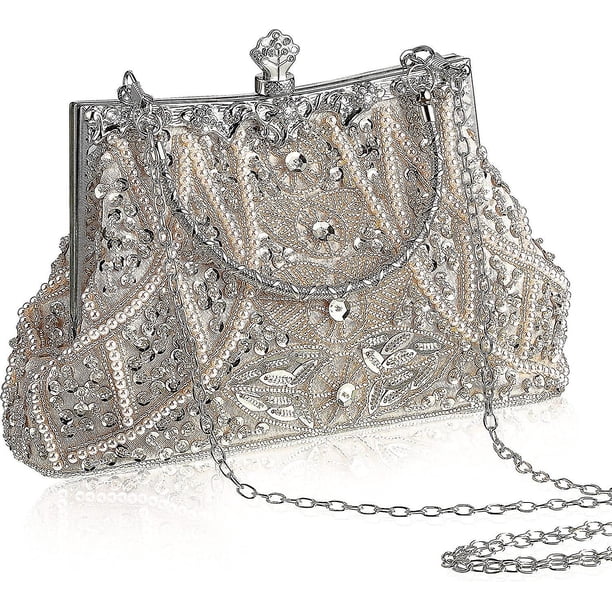 Bolsos de noche con cuentas vintage de los años 20, bolsos de mano estilo flapper para mujer, accesorios formales para bodas y fiestas de los años 20
