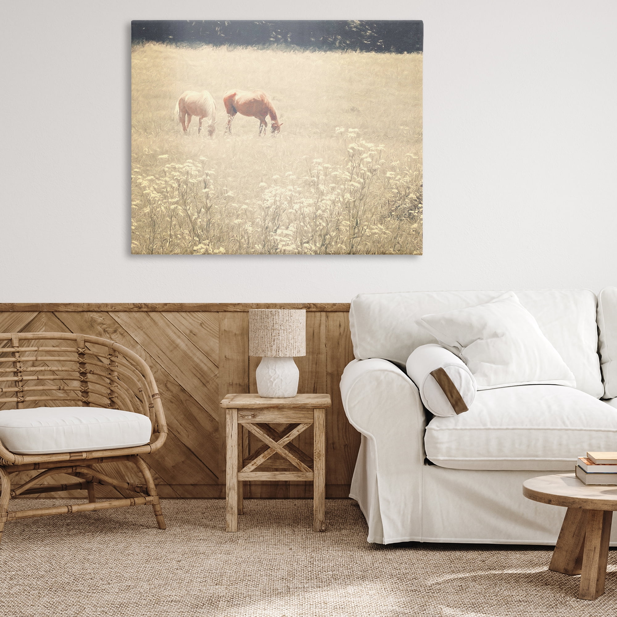 Stupell Industries Pair of Horses Grazing Landscape & Nature Photography Wrapped Canvas Art Print Wall Art, 48 x 36