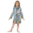 thumbnail image 6 of FORMRS Niños Bathrobe Unisex Hooded Robe Soft Plush Pajamas Sleepwear, Size 2-3T, Pink Floral Window, 6 of 7