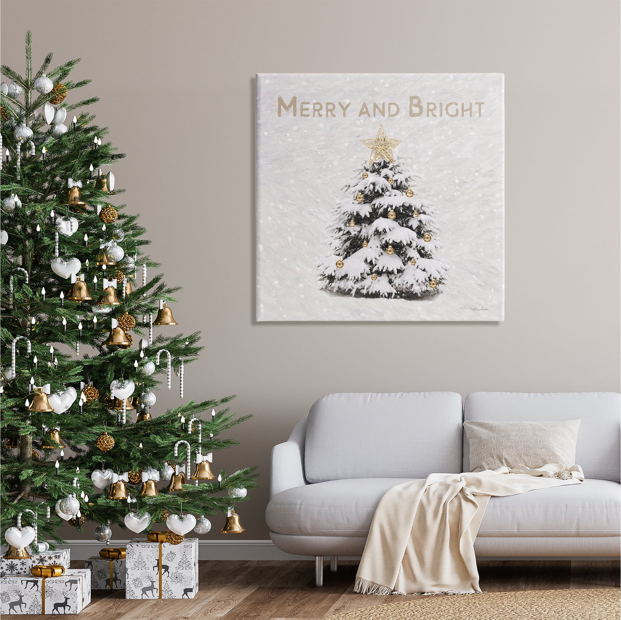 Stupell Industries Merry & Bright Scene Holiday Painting Gallery Wrapped Canvas Print Wall Art, 36 x 36