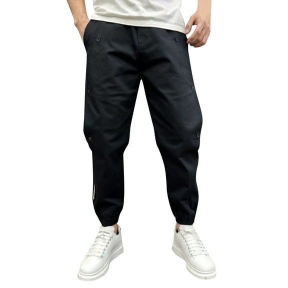 Men's Casual Pants Casual Pants Men Gothic Baggy Cargo Streetwear Hop Joggers Trousers For Men Black 35
