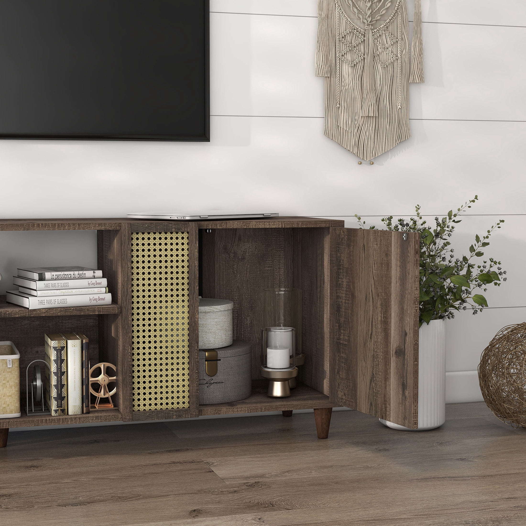 Furniture of America Burd TV Stand for TVs up to 78", Reclaimed Oak