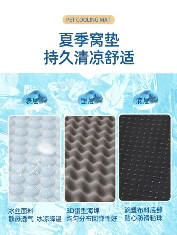 Pet Ice Cooling Mat Breathable Gel Self-Cooling Pad Washable Waterproof Dog Cat Bed for Small Medium Large Summer Cooling