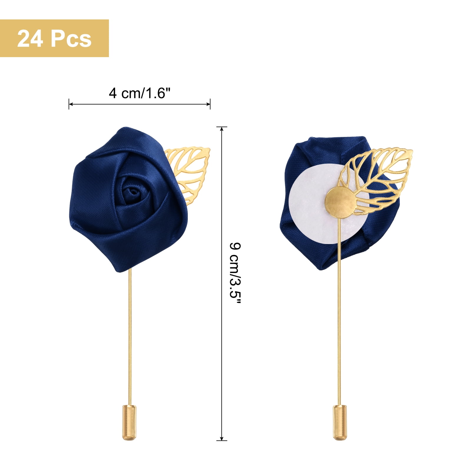 Unique Bargains Elegant Rose Boutonnieres Flower Pocket Pins for Formal Events Navy Blue