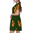 thumbnail image 2 of Easygdp Bold Squirrel Silhouettes para Vestido Transpirable de Mujer, Vestido Suelto de Manga Corta con Pliegues y Bolsillos para el Verano, 2 of 6