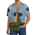 thumbnail image 3 of Gaeub Elephant Dog Men's Lapel Short Sleeve Shirt, Relaxed Fit Shirt, Soft and Breathable for Outdoors Party Travel - Large, 3 of 7