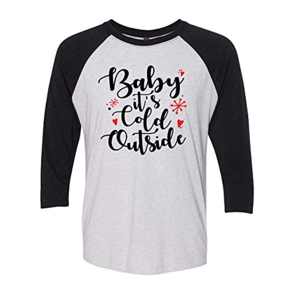 Trenz Shirt Company Holiday Baby It's Cold Outside Adult Baseball Tee-Black-Medium