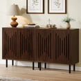thumbnail image 3 of Tribesigns Ensemble de 2 Buffets-Vaisseliers avec Rangement, Buffet de 59 Pouces avec Portes et Tablettes Ajustables, Armoire de Rangement Autoportante d'Accent pour Salon, Brun Foncé, 3 of 8