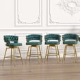 thumbnail image 4 of Miekor Bar Chair Suede Woven Bar Stool Set of 2,Golden legs Barstools Kitchen Island Chairs, Swivel Bar Stools Upholstered Bar Chair Counter Stool Arm Chairs with Back Footrest, (Blue) W4US2047, 4 of 9