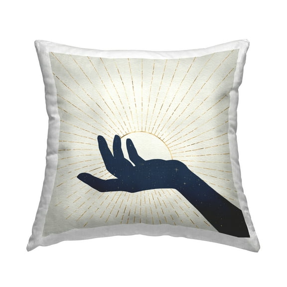 Stupell Industries Hand Holding Sun Bohemian Chic Design Contemporary Beige,18 x 7 x 18 Decorative Pillows