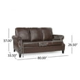 thumbnail image 4 of Noble House Amedou Faux Leather 3 Piece Club Chair and Sofa Set, Dark Brown, 4 of 12