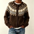 thumbnail image 7 of Rrxhxhs Cardigan Sweaters for Women Crew Neck Fair‑Isle Jacquard Toggle Closure Long Sleeve Retro Nordic Knit Cover Up, 7 of 7