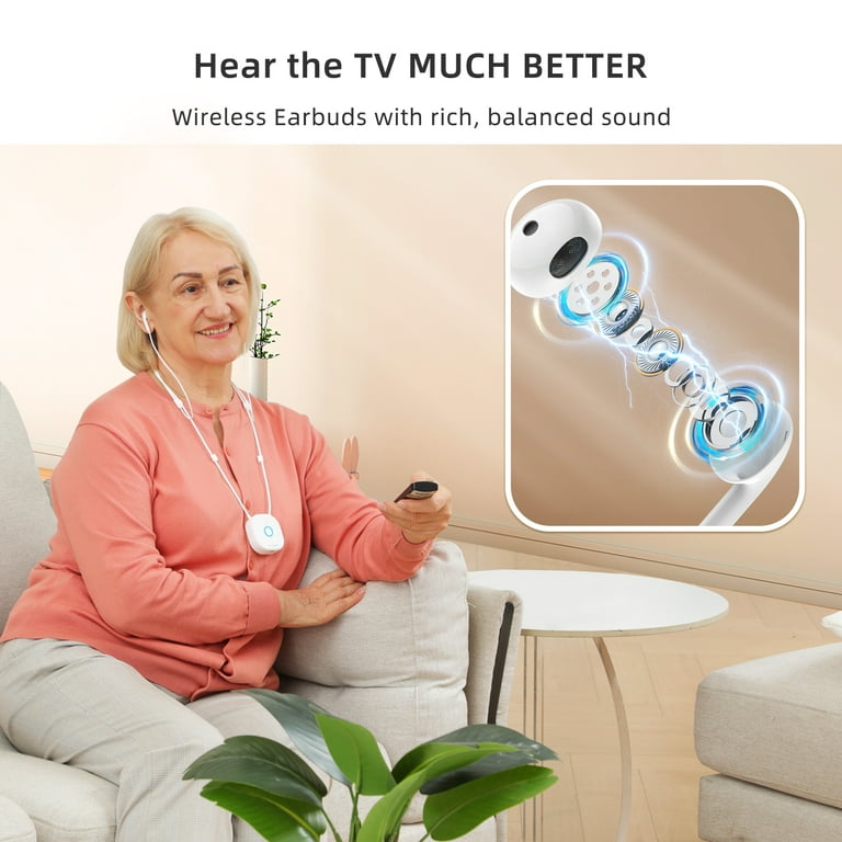 TV Headphones Wireless for Seniors Comfortable Wireless Earbuds for TV Listening with USB Transmitter Set Optical Easy to Use Strong Compatible No Delay Walmart