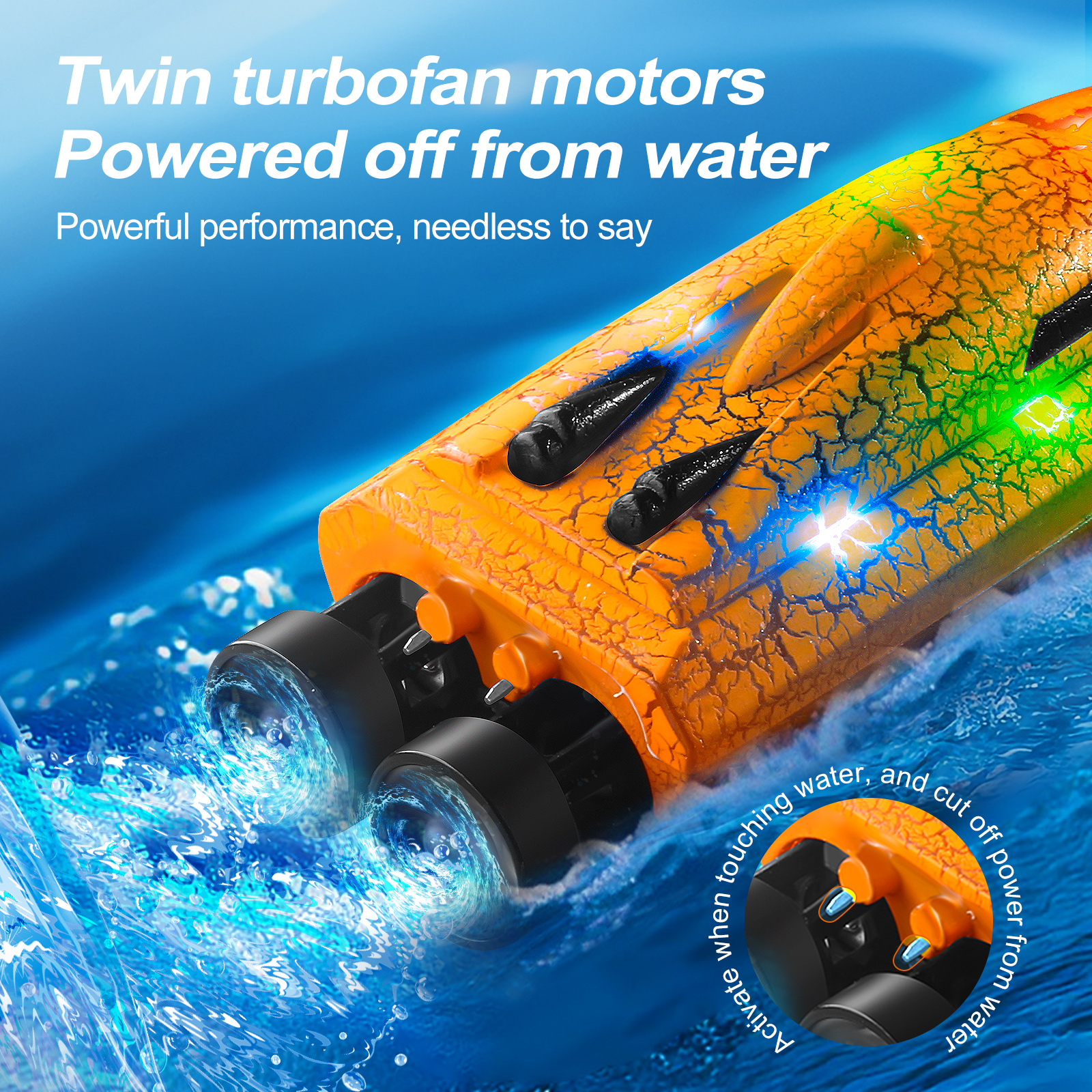 LED Light RC Boat Remote Control Pool Water Toys for Kids Ages 8-12 Adults Lakes Bathtub Toy with Whole Body Waterproof,Low Battery Alarm,2.4Ghz,Control Range 50M,Rechargeable Battery