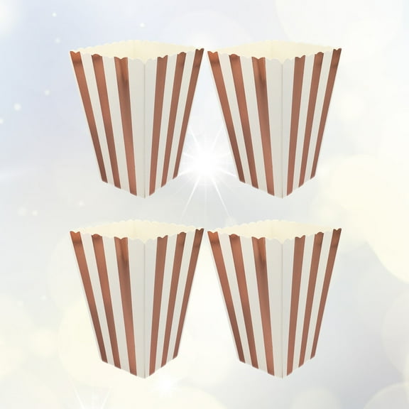 WHAMVOX 48pcs Vertical Stripe Popcorn Boxes Holder Snack Container Party Supplies Rose Gold
