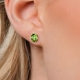 thumbnail image 3 of Gem Stone King 14K Yellow Gold Green Peridot Stud Earrings for Women Men (2.66 Cttw, Gemstone February Birthstone, Oval 8X6MM), 3 of 6