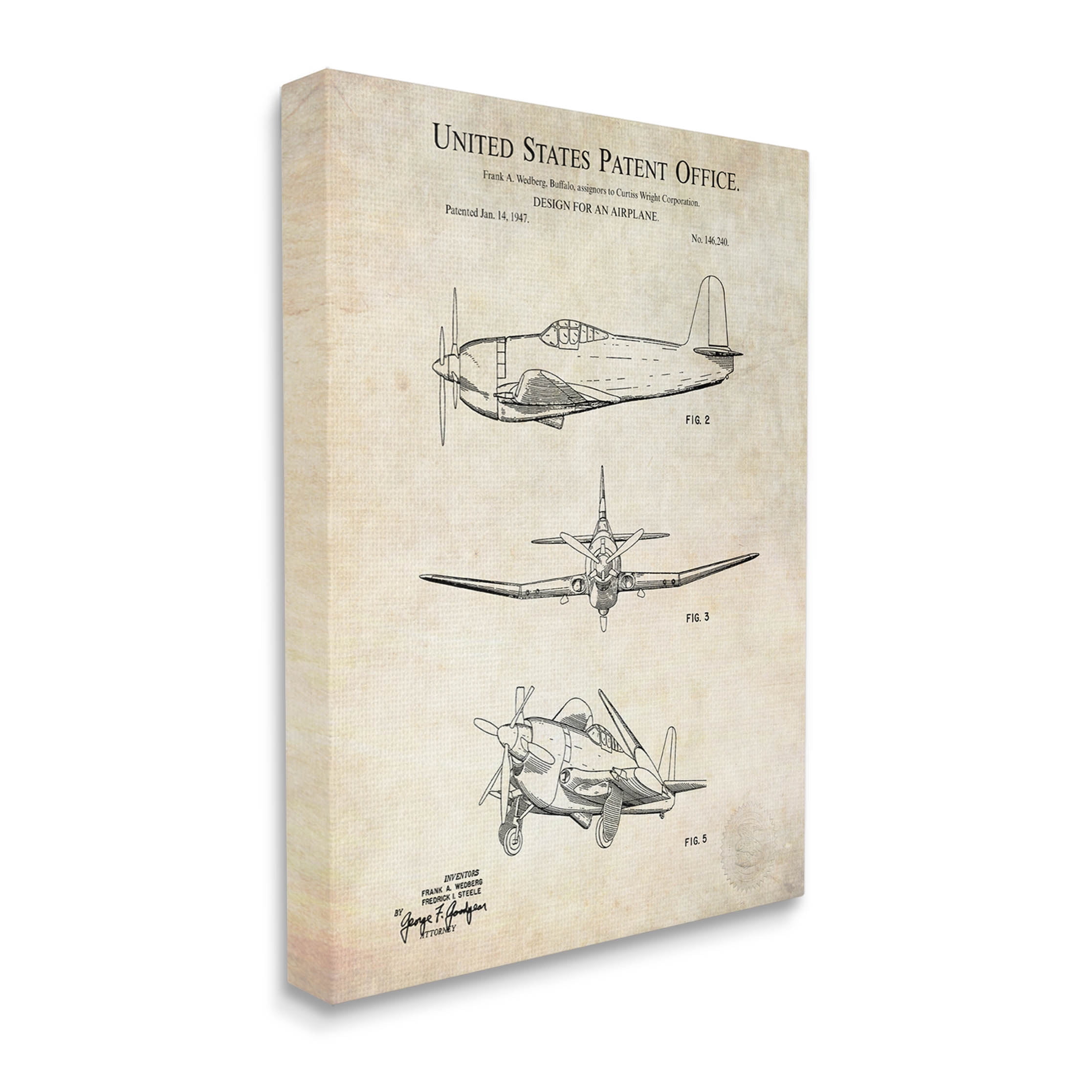 Stupell Industries Vintage Historic US Aircraft Graphic Art Gallery Wrapped Canvas Print Wall Art, Design by Karl Hronek