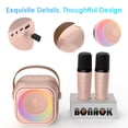 thumbnail image 4 of BONAOK Mini Karaoke Machine for Kids, Portable Bluetooth Karaoke Speaker with 2 Wireless Microphones for Girls Boys Family Home Party, Rose Gold, 4 of 8
