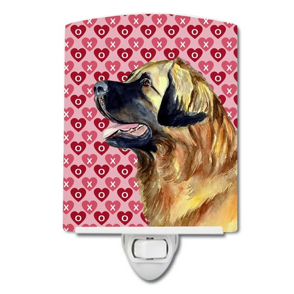 Caroline's Treasures LH9168CNL Leonberger Hearts Love and Valentine's Day Portrait Ceramic Night Light, 6x4x3",