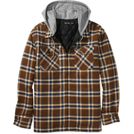 Faded Glory - Big Men's Lined Flannel Shirt Jacket with Hood - Walmart.com
