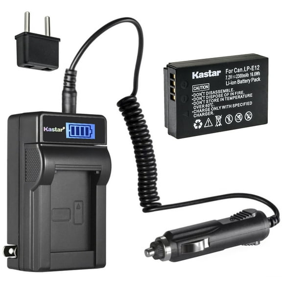 Kastar 1-Pack LP-E12 Battery and LCD AC Charger Compatible with Canon LP-E12 LPE12 Battery, Canon LC-E12 LC-E12E Charger, Canon EOS 100D, EOS M, EOS M2, EOS M10, EOS M50 Digital Cameras