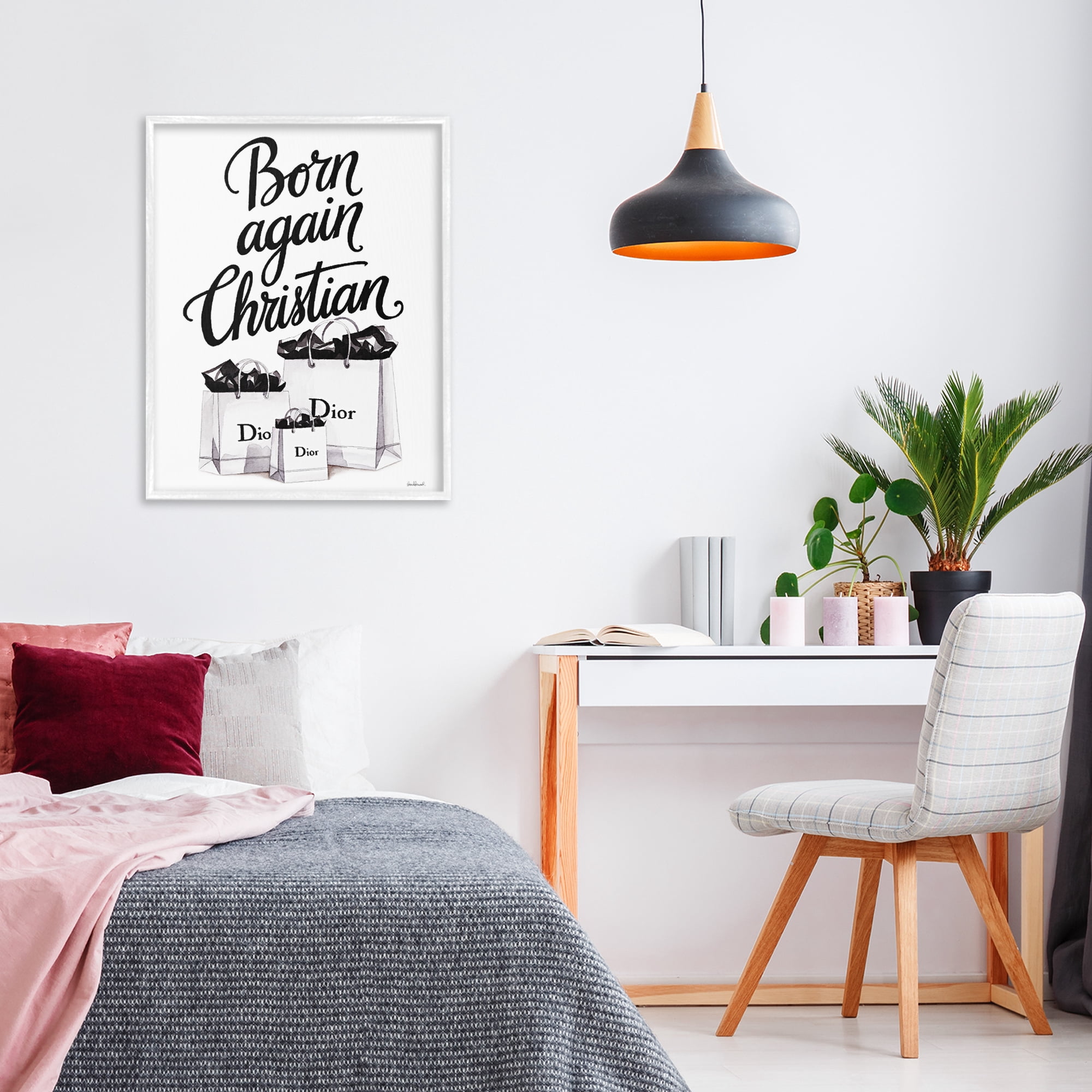 Christian & Shopping Bags White Framed Giclee Art, design by Amanda Greenwood