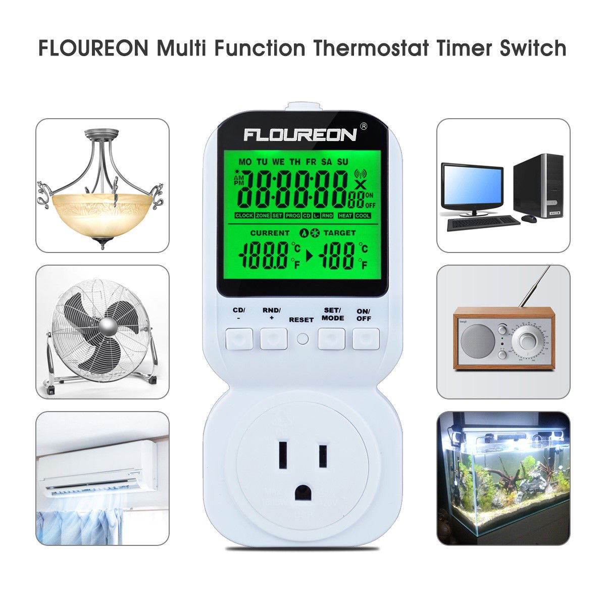 Thermostat Timer Switch, Programmable Plug In Thermostats Multifunctional Automatic  Temperature Socket Plug Controller with Digital LCD Display Probe Clock |  Walmart Canada